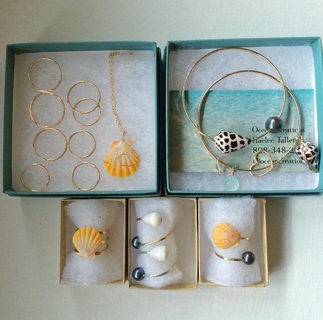 Necklaces, rings, and bangles! Oh, my! The ocean inspired pieces are head-turners. 