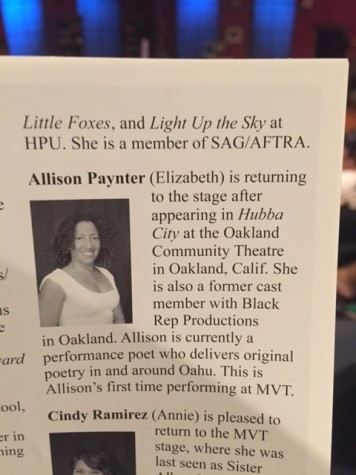 Allison Paynter in the MVT Playbill