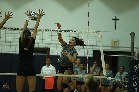 Sophomore Daisia LaBrie led Chaminade with 10 kills as the Swords beat 10-time national champion BYU-Hawaii on Wednesday.