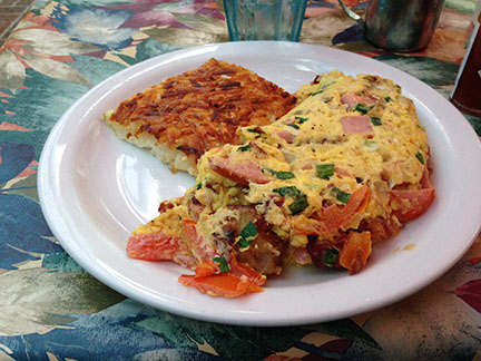 One of the many omelettes you can order at Cinnamon's 