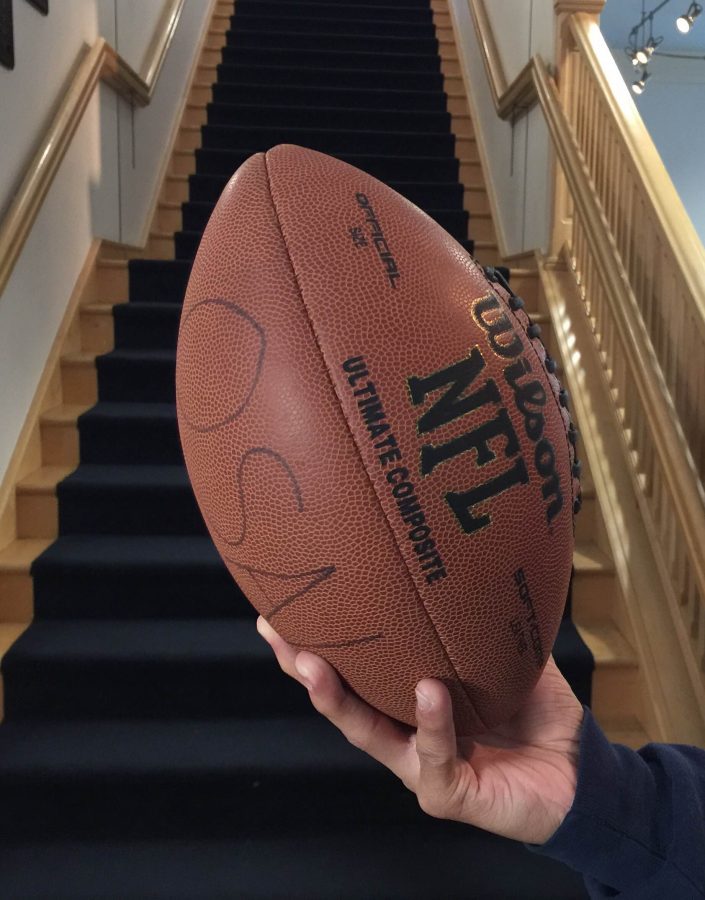 One of the unused football that were bought for the season.