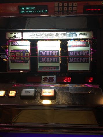One of the many slot machines in a casino that paid out $1,000