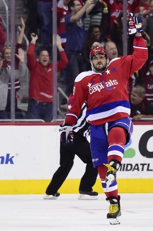 Alex Ovechkin #8 and captain of the Washington Capitals has 977 points in 853 regular season NHL games