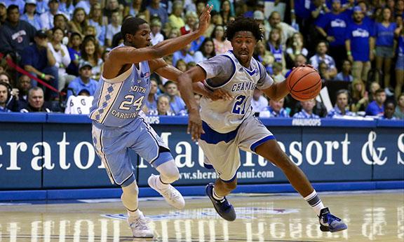 Chaminade's Rohndell Goodwin makes a move on UNC at last years Maui Invitational. 