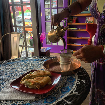 El-Gohary pouring saudi coffee