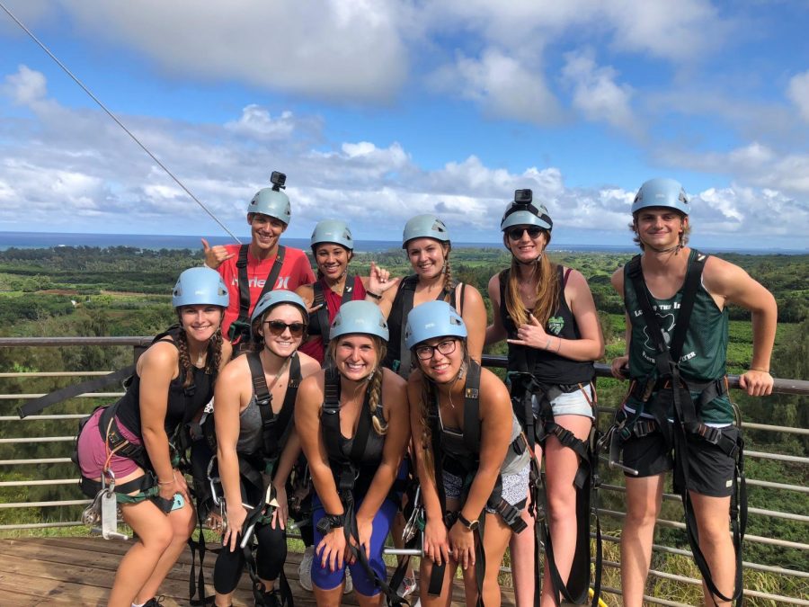 Members of the club during the zip lining event on North Shore. 
Photo courtesy of Natalie Burton