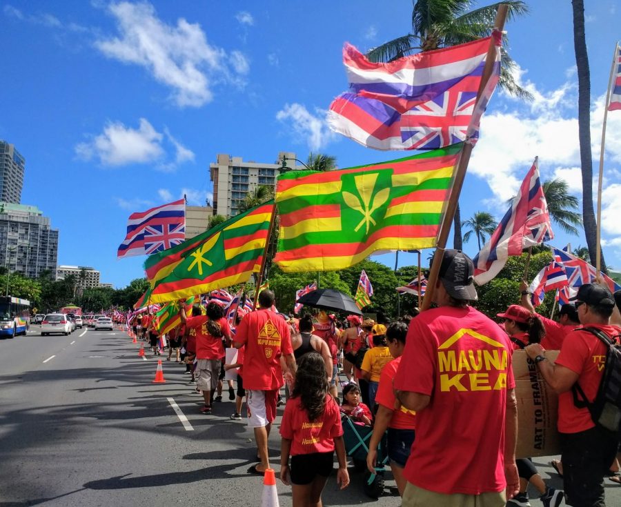 More than 10.000 people stormed the streets for the Aloha Aina Together We Rise Unity March on Saturday in Waikiki.