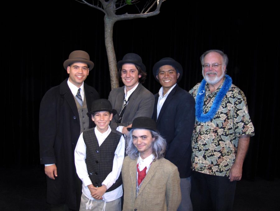 Bro. Gary Morris, Cedric Jonathan, and Blaze Mancillas (right to left) with the cast of CUHs 2007 Fall play, Waiting for Godot. 