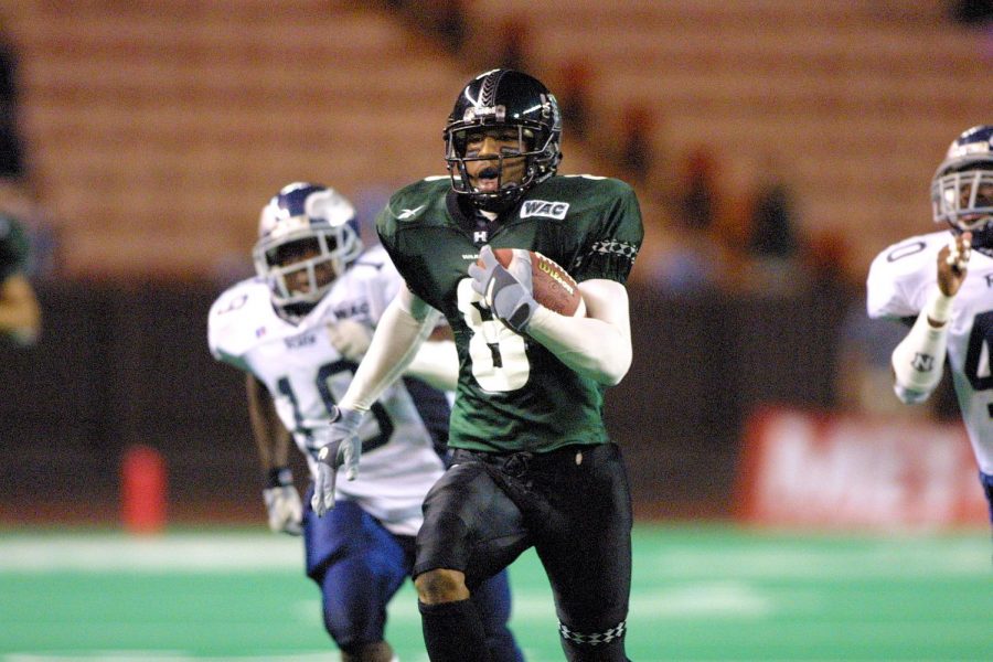 Ashley Lelie played wide reciever for Hawaii from 1999 to 2001 before being drafted by the Denver Broncos with the 19th overall pick in the 2002 NFL Draft.