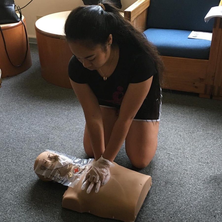 Along with raising spirits in Hale Lokelani, Jemima Nafatali, who is the buildings residential assistant, also teaches residents how to act in case of an emergency situation.