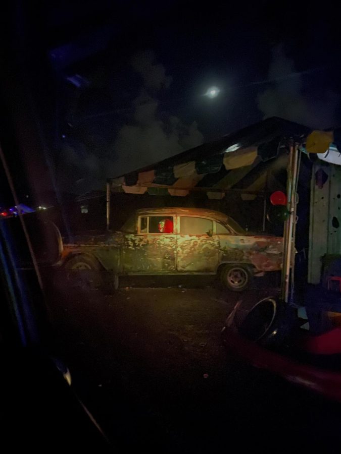 A killer clown spotted in his car at the Aloha Stadiums Haunted Drive-Thru in Halawa. 