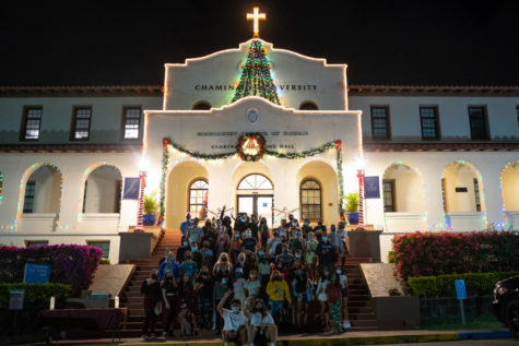 Over 50 students gathered on Wednesday night to watch Chaminades decorated campus light up.