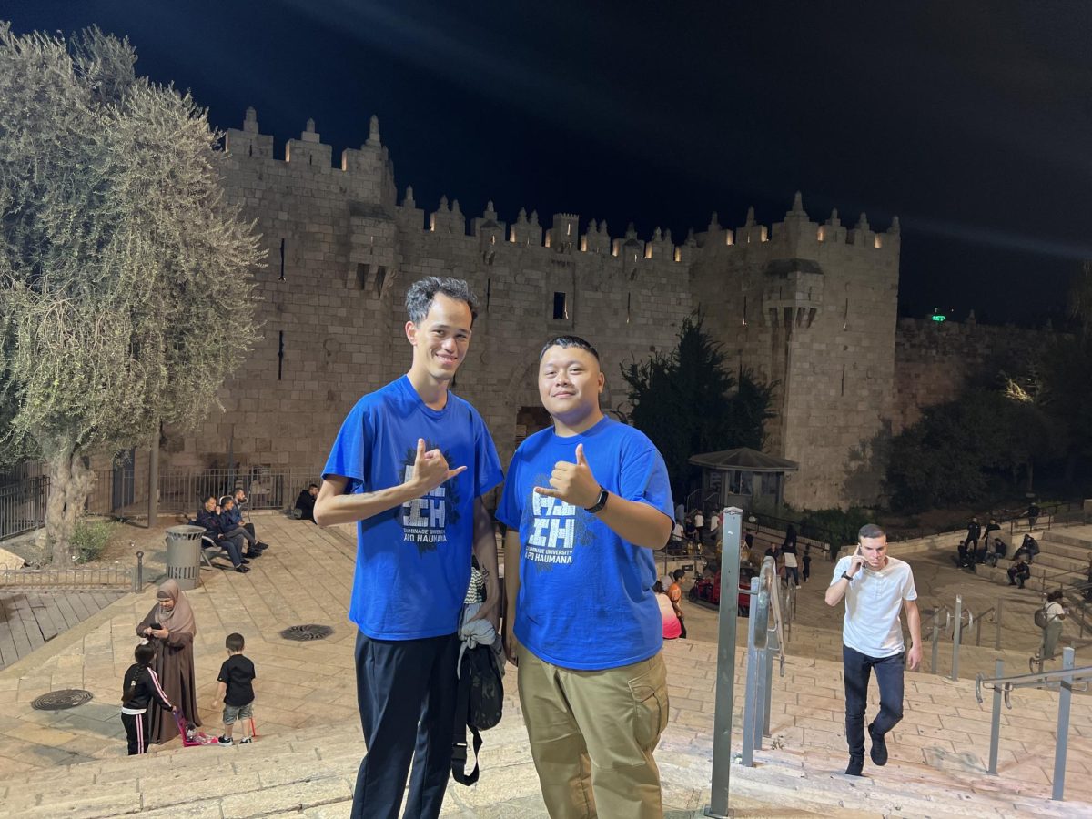 Easton DelaCruz (right) and Laʻakea Gamaio spent 10 days in Israel, just six days before Hamas attacked Israel in the start of this recent conflict that has been raging since then. (Photo courtesy Easton DelaCruz)