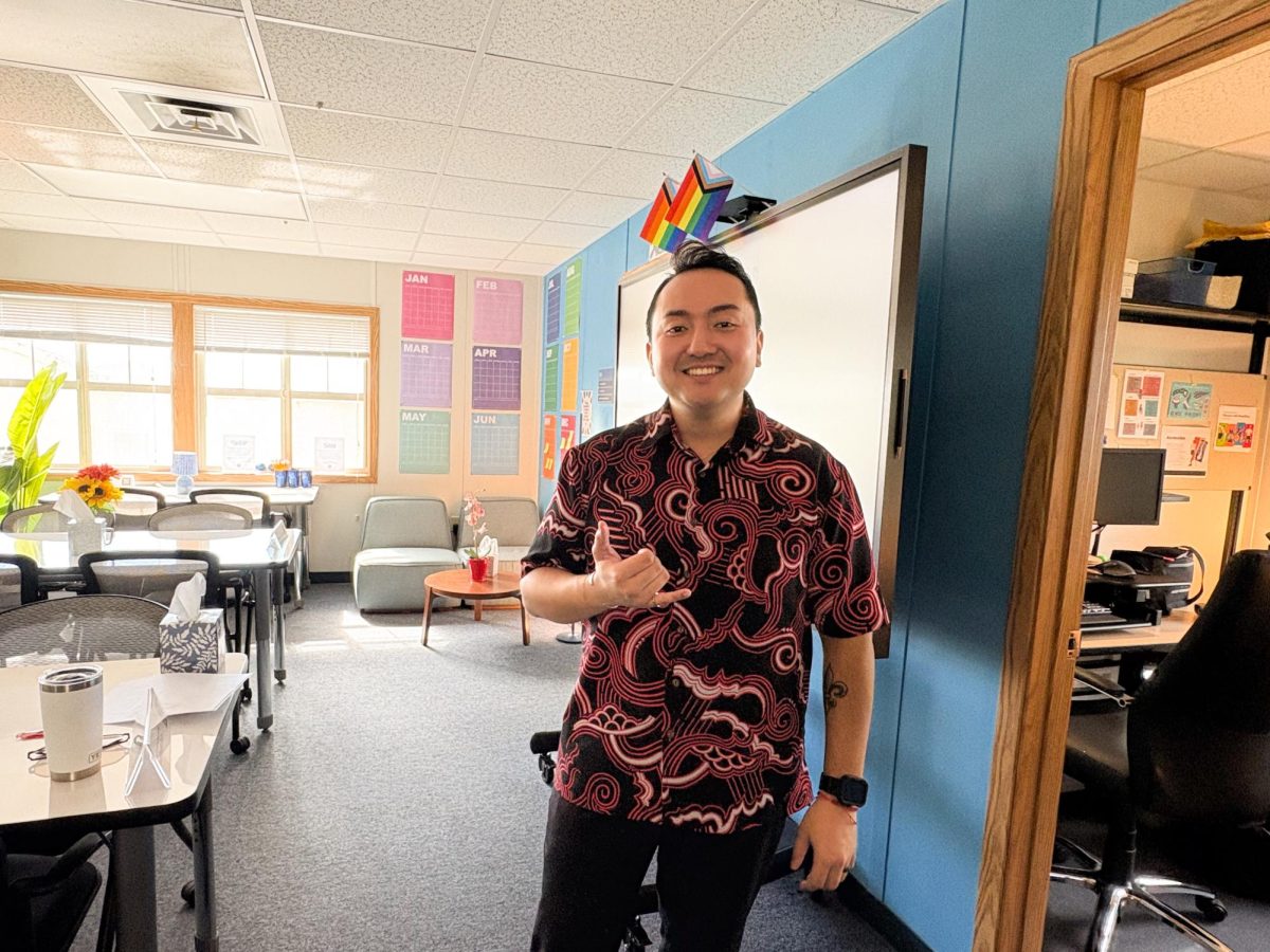 Pono Riddle pauses for a photo inside Kōkua ‘Ike after sharing his story about his calling. 