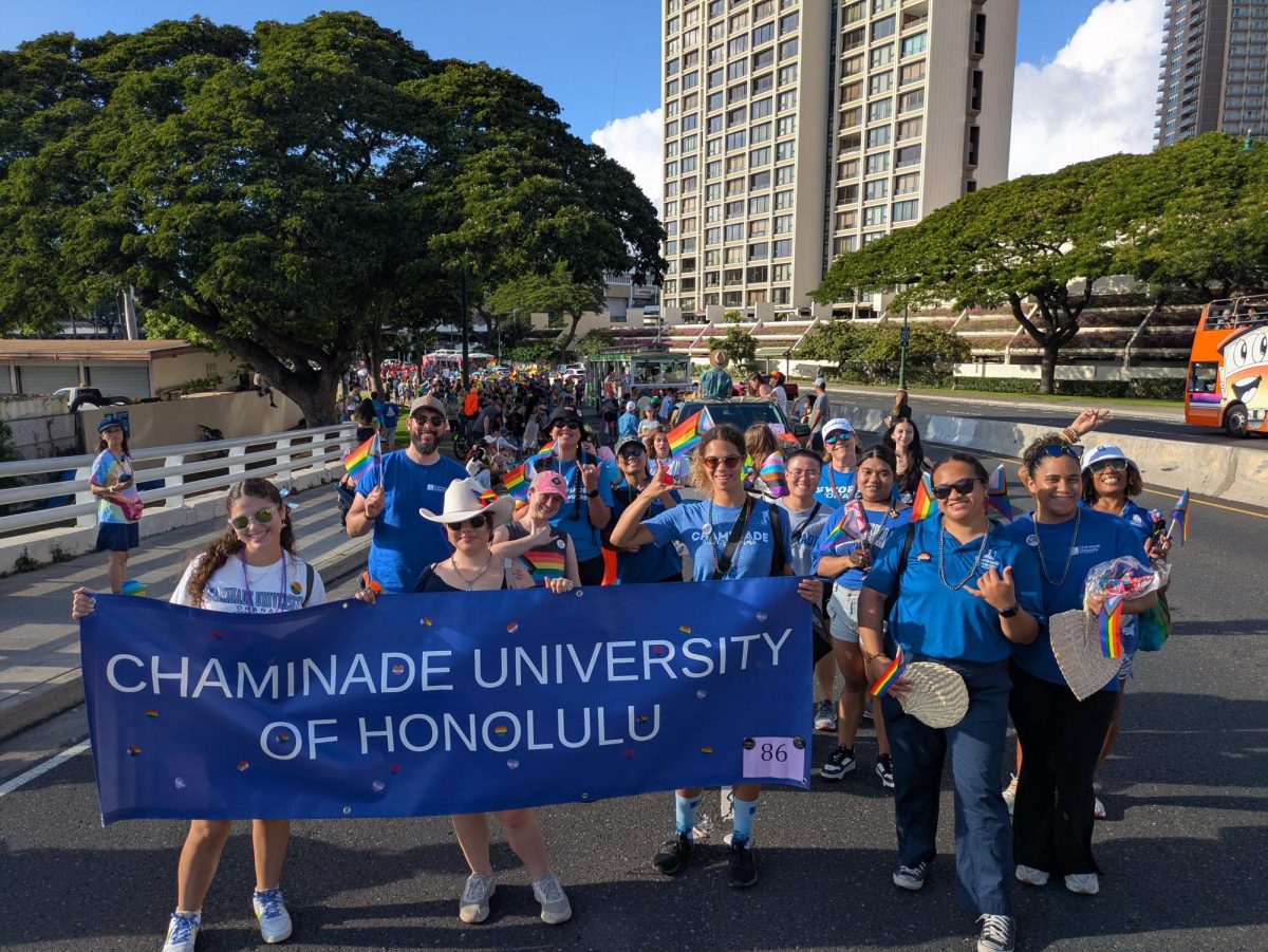 Chaminade participated in Honolulu's annual Pride Parade in October. (Photo courtesy of Pono Riddle)