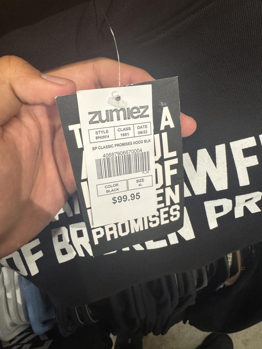 Absurd prices for a simple black hoodie with writing on the front and back.