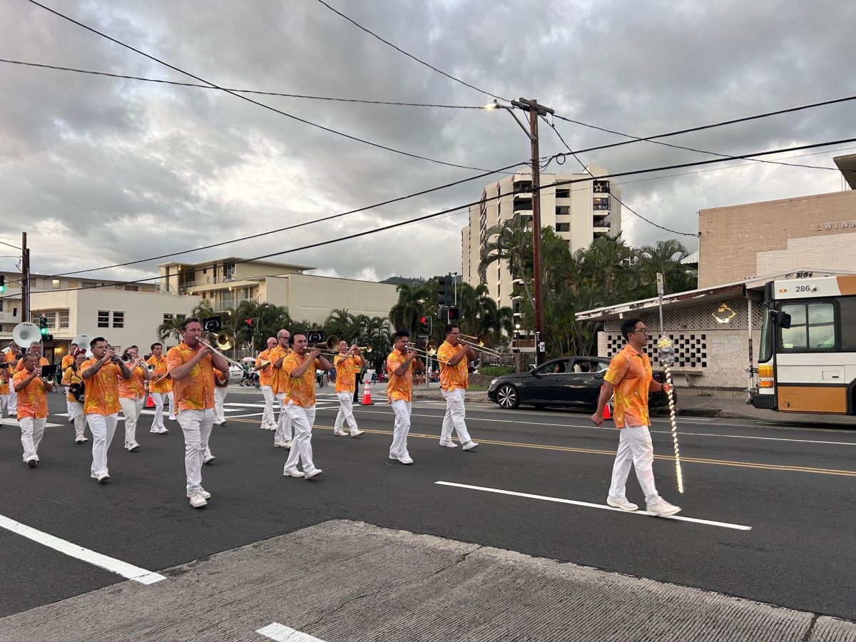The Royal Hawaiian Band filled the streets with well-known Christmas music to kick off the parade. 